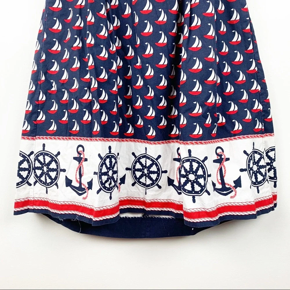 Anthropologie Nautical Sailboat Halter Dress in Navy, Red, White - Picture 4 of 10